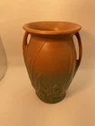 Vintage  1930’s Art Pottery Vase Nelson McCoy Floral Leaves 8 in. Tall