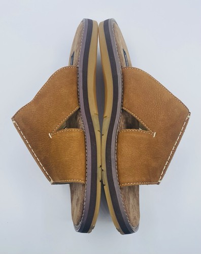 Ocean Pacific Tahiti Brown Leather Men s Open Toe Slip On Sandals Size 9 - Picture 4 of 9