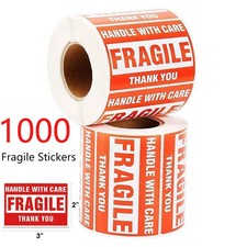 Fragile Stickers 2 Roll 1000 2x3 Fragile Label Sticker Handle With Care Mailing