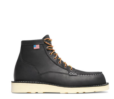 DANNER Men's Bull Run Moc Toe 6'' Black Steel Toe, Medium (NOT SHIP CA, NY)