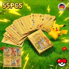 55Pcs Pokemon Karten Gold Deutsch Sammelkarte...
