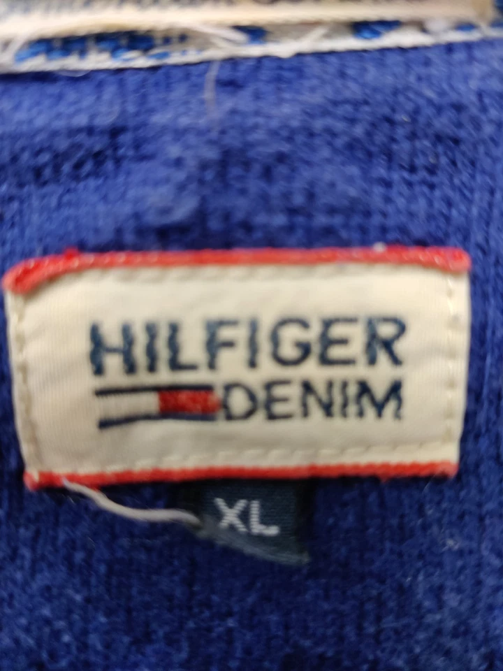 HILFIGER DENIM BLUE JUMPER XLARGE WOMENS CHUNKY CABLE KNIT SWEATER PULLOVER TOP — 第 2/4 张图片