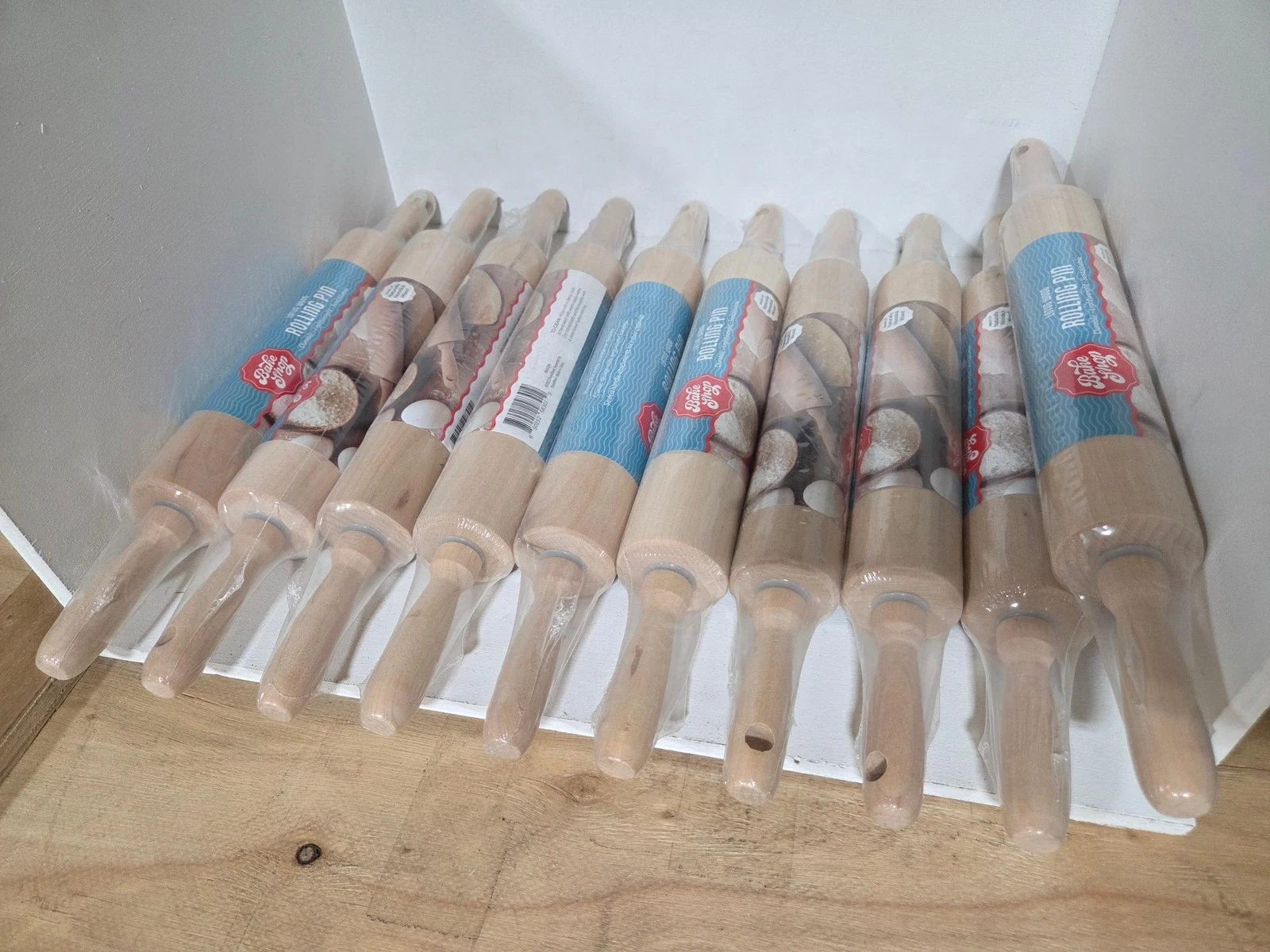 Lot of 10 Bake Shop Lotus Wood 10inch Rolling Pins