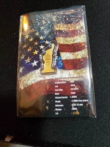 1-2025 Niue 4th of July Statue of Liberty Shaped 1/1000 oz Gold Coin