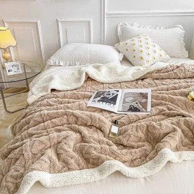 Soft Plaid Blanket Warm Fleece Winter Blankets  Kids Solid Sofa Bed Cover Duvet