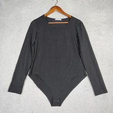 Mangopop Bodysuit Women's XL Black Long Sleeve Round Neck One-Piece