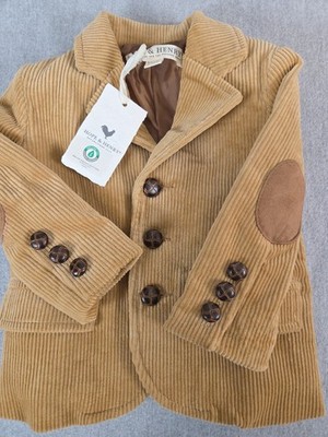 HOPE & HENRY Boys 6-12 Mos Corduroy Blazer Holiday Elbow Patches Organic NEW