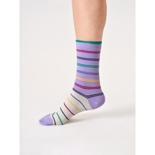 Thought Colour Block Stripe Bamboo Socks - Lavender Purple - Size 4-7 - BNWT