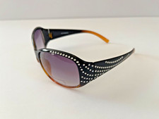 Womens Bling Sunglasses Black/Brown Frame/Black Lens With Rhinestone Look UV400