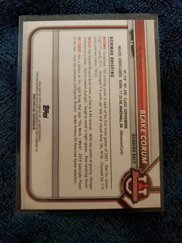 2022 Bowman University Blake Corum 1. Bowman Rookie # 54 Michigan Wolverines - Bild 4 von 4
