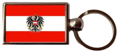 Österreich Wappen Adler Luxus doppelseitiger Metall Schlüsselanhänger und Samt Geschenktüte