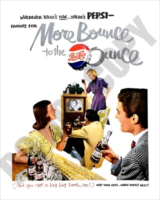 1951 More Bounce To the Pepsi-Cola Ounce Promo Ad In a Magazine Repro 8x10 Photo