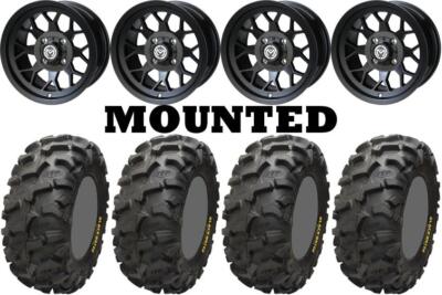 Kit 4 ITP Blackwater Evolution Tires 27x9-12/27x11-12 on Moose 27X Black HP1K