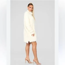 Fashion Nova You’re Going to Miss This Fuzzy Ivory White Soft Sweater Dress - M