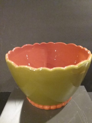 CERAMIC GREEN AND ORANGE 3 PIECE SET CERAMIC MIXING BOWLS - Picture 2 of 12