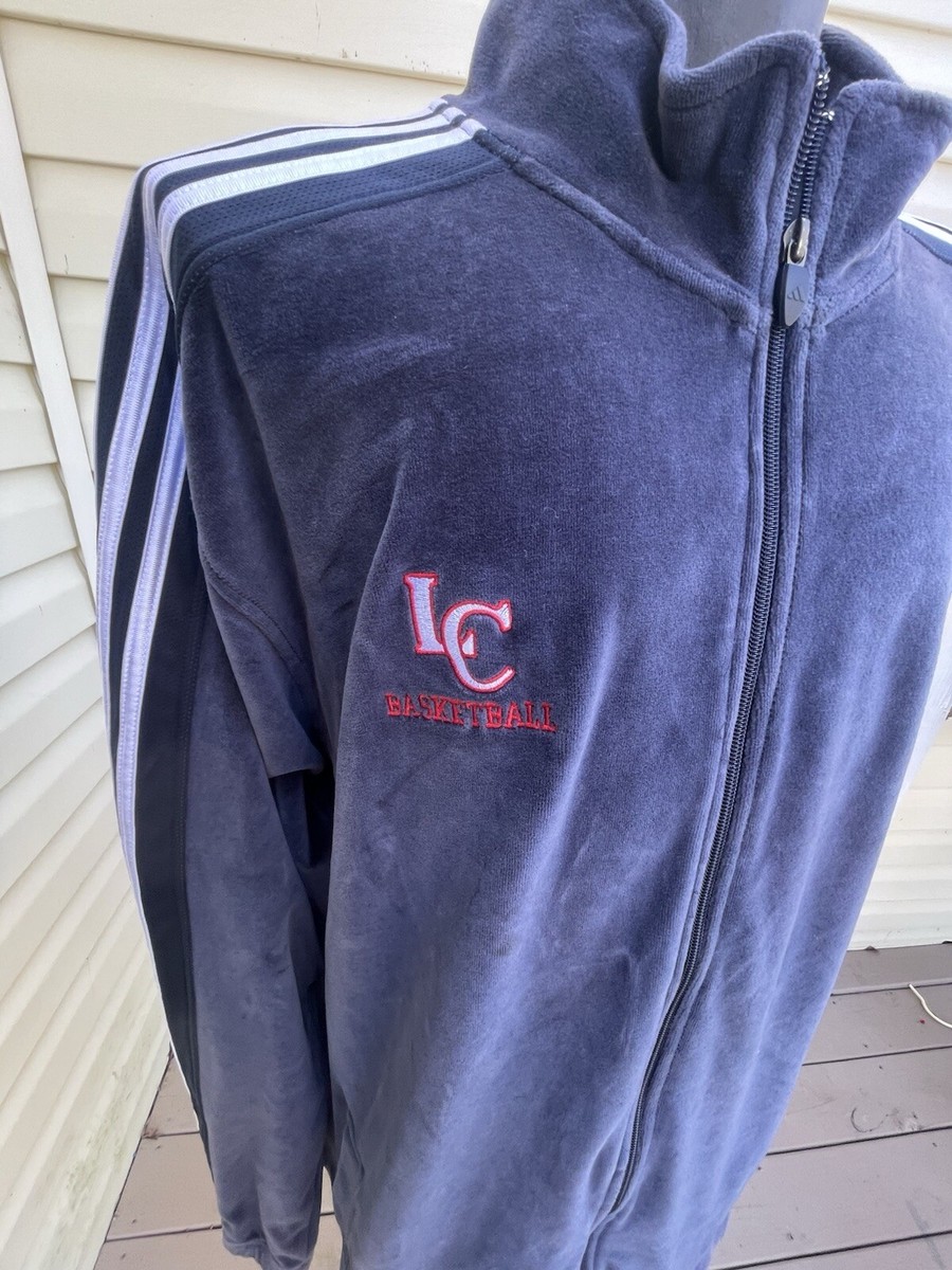 Adidas Velour Tracksuit Jacket Navy Blue Mens Sz 3XL / Full