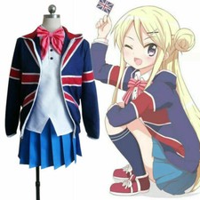 Kiniro Mosaic Kujou Karen Cosplay School Uniform Outfit Suit Coat Tie Stockings 