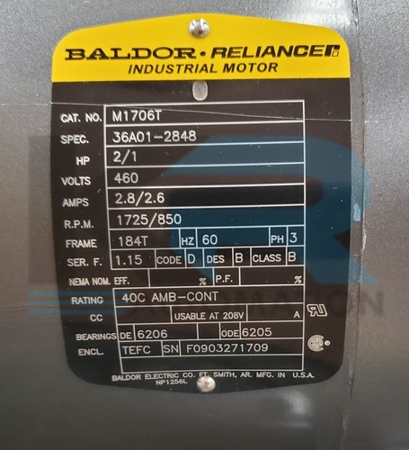 NEW Baldor M1706T Industrial Motor 60Hz 1725RPM 3PH 2 1/2HP 2.8AMP 460V 4Pole - Picture 5 of 5