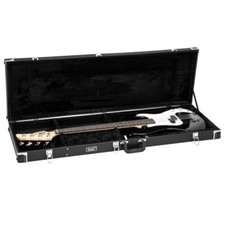 Black Hardshell Locking Electric Bass Guitar Case, Black Push Interior by Glarry