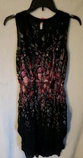 Xhilaration Women's Floral Print Sleeveless V-neck Cincheh Waist Midi Dress S...