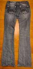 Miss Me Jeans Womens 29 (32 X 34)  Boot Cut Heavy Stitch Sequin Bling JD10958