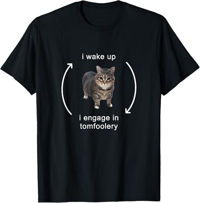 I Wake Up I Engage In Tomfoolery Silly Cat Meme T-Shirt