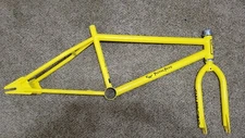 old school CW Pistol Pete 20 inch BMX Bike frame and forks yellow