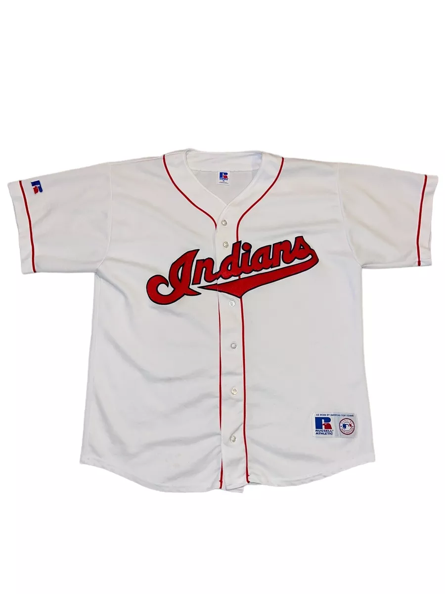 Vintage 90s Russell Athletic Cleveland Indians Baseball Jersey White MLB  USA XL