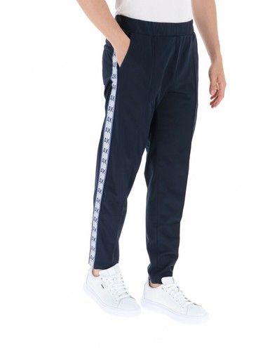 ARMANI EXCHANGE pantaloni uomo stile tuta blu banda bianca laterale 6GZPBE  | eBay