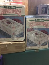 Bucilla Christmas Holly-Day Roses Tablecloth Kit 52 x 70 Napkin Set of 4