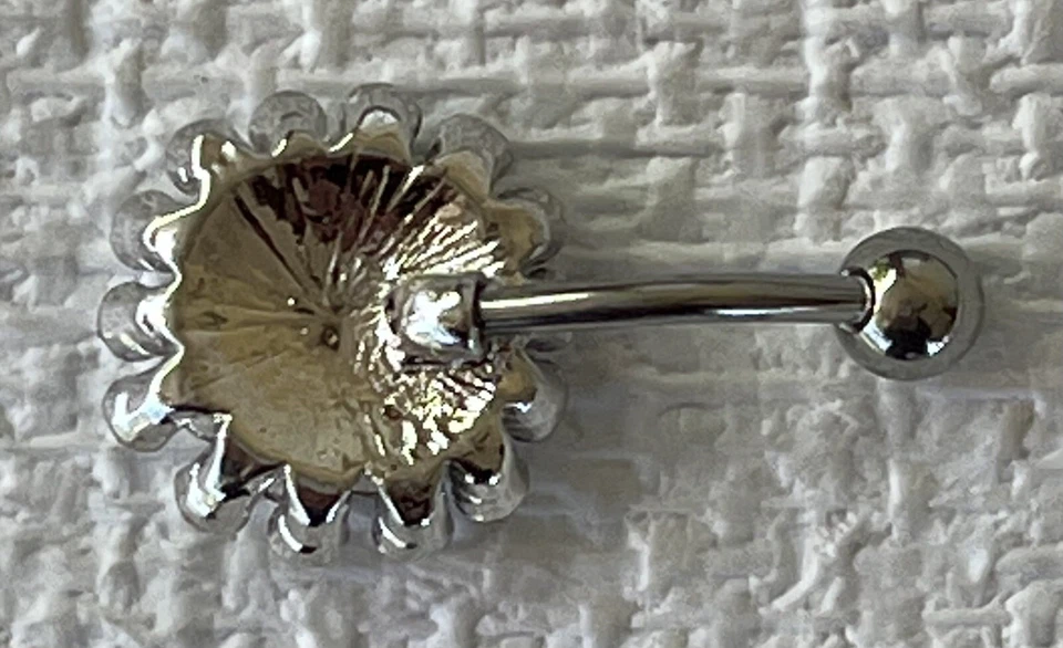 Anillo ombligo ombligo pedrería nuevo plateado acero inoxidable y redondo Starburst Foto 3 de 4