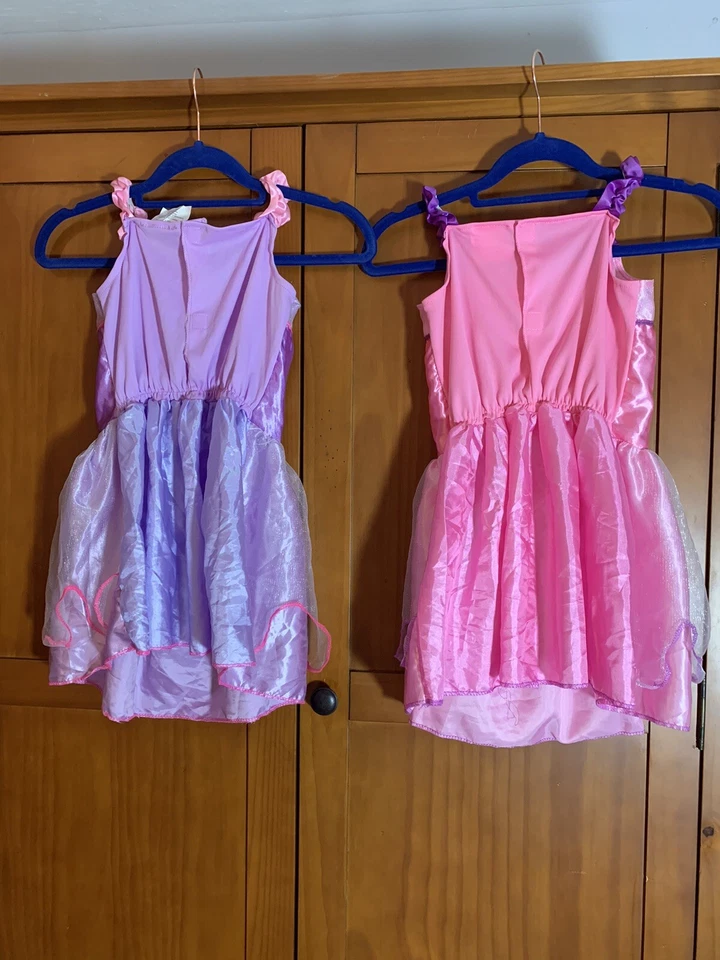 Disfraz de Hada Mariposa Doble 4-6X Halloween (sin alas) Rosa y Púrpura Usado en Excelente Condición Foto 2 de 4