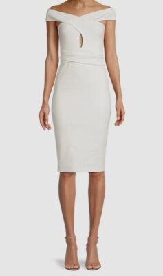 $170 Lavish Alice Women's White Off the Shoulder Ponte Sheath Dress Size 14