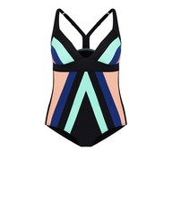 City Chic Color Block 1 Piece Swimsuit - cobalt Blue Sz M/18