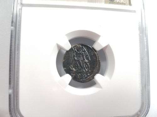 Constantinian Roman Empire Nummus NGC AU Constantinopolis Nike Victory on Prow - Picture 11 of 23
