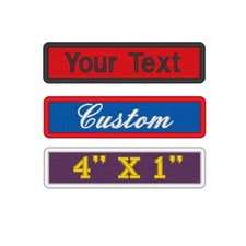 Custom Embroidered Name Tag Sew on Patch Motorcycle Biker Badge 4" x 1" (A)