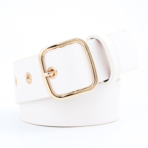 Women Golden Square Pin Buckle Metal Holes Belt Lady Punk Rivet Jeans Waistband - Picture 8 of 8
