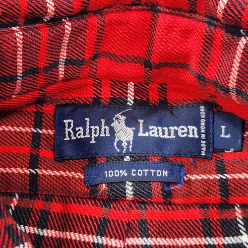 Camisa Polo Ralph Lauren Franela Para Hombres L Botones Calce Clásico Cuadros Acogedora Roja - Imagen 7 de 13
