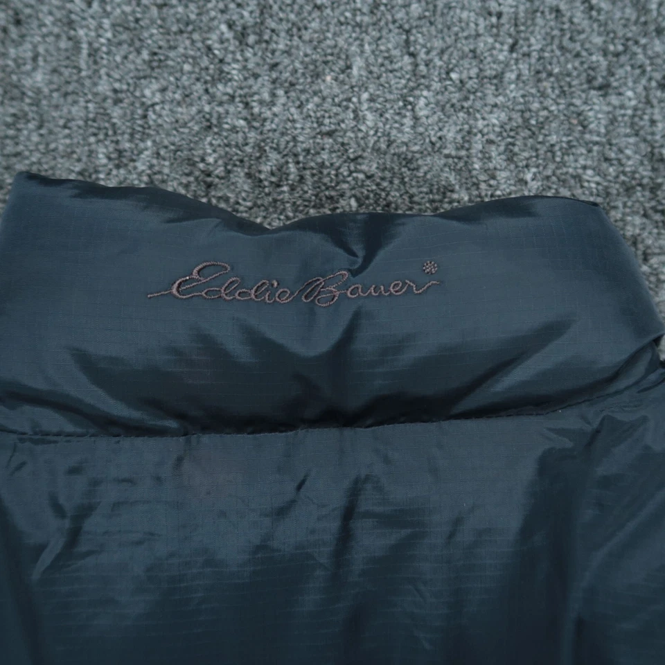Мужской жилет Eddie Bauer большой синий оранжевый гусиный пух с подкладкой на молнии двусторонний - Изображение 4 из 4