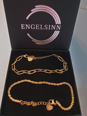 Damen Armketten 2er Set Gold Von ENGELSINN S.steel Ungetragen Schmuckset Armband