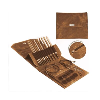 Lykke Driftwood Interchangeable Tunisian Crochet Hooks Set in Umber Pouch