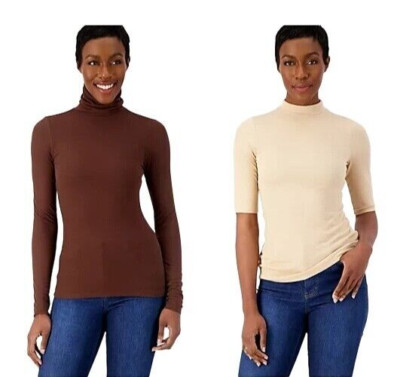 Studio Park x Courtney Khondabi 2-set Knit Tops Camel/Chocolate X-Large