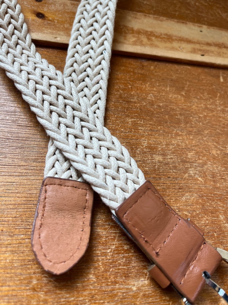 Lot of Tan, Brown, Ivory White Belts & Ties - Leather, Rope, Braided, Snakeskin Vintage Light Ivory/tan Brown Snake Skin Wide Leather Gold  main image 2
