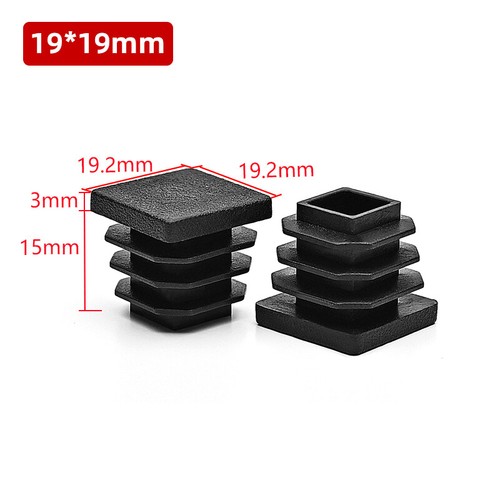 Square Plastic Black Blanking End Caps Tube Pipe Inserts Plug Bung Box Section - Picture 7 of 29