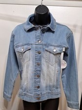 Womens Magellan Classic Fit Denim Blue Jean Jacket Flex Size X-small Petite Nwt