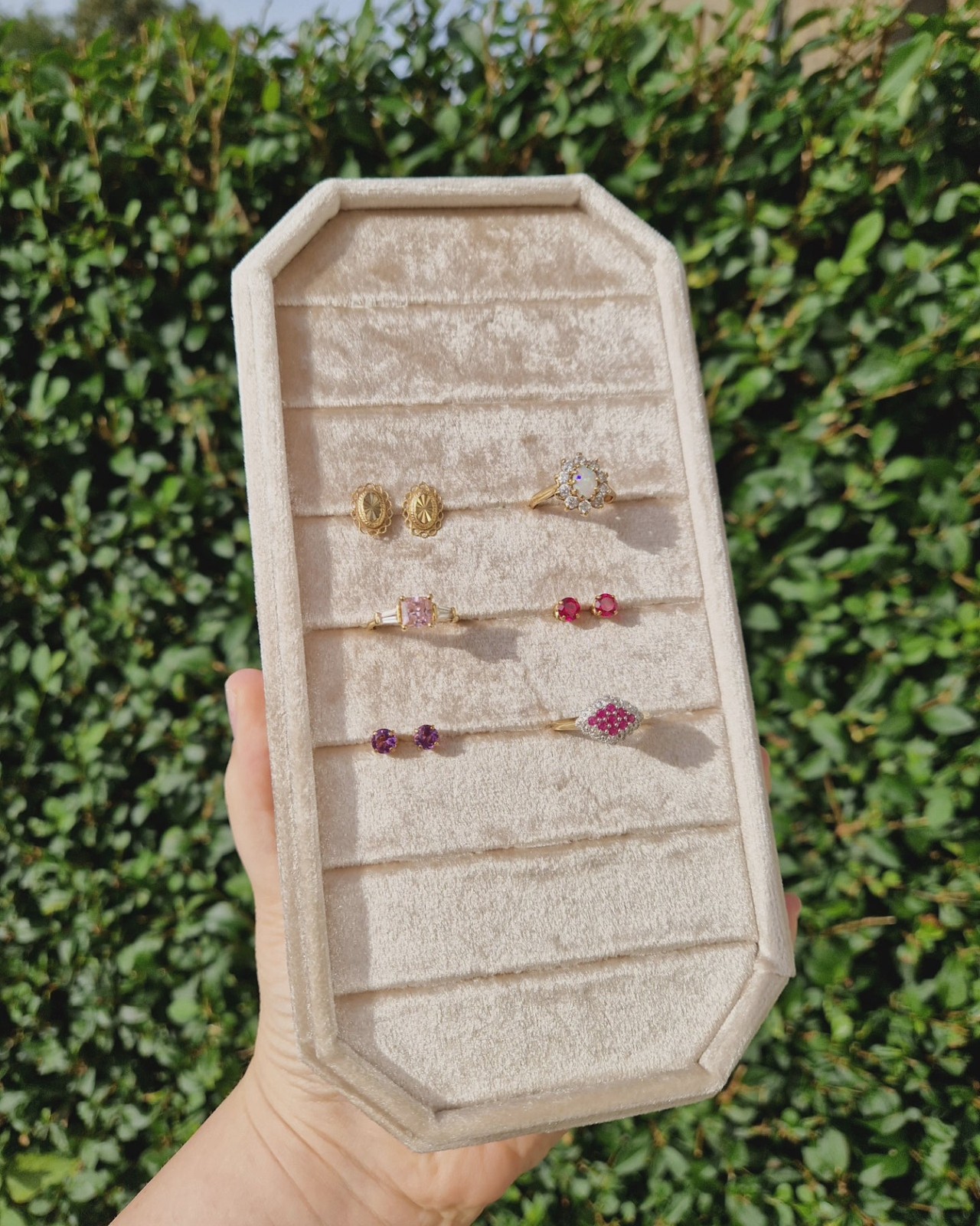 Solid 9ct Yellow Gold Solitaire Ruby Studs - Natu… - image 10