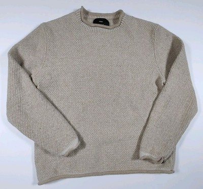 Finisterre Barents Mens Wool Blend Beige Long Sleeve Rolled Neck Sweater Size L