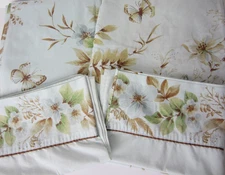 4 Piece Full Size Sheet Set Vintage Springmaid Grace Kelly Blue Floral/Butterfly