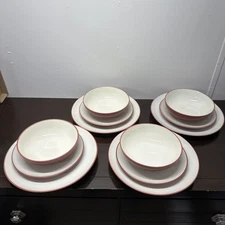 Vintage Service For 4 Noritake Colorwave Raspberry Plates Bowls (12pcs)