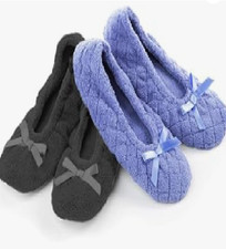 isotoner Women's Microterry Ballerina Slippers, 2 Pack, 8-9